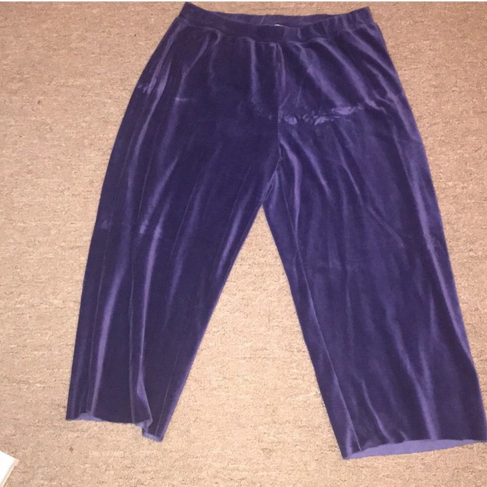 Plus Size Velvet Purple Pants